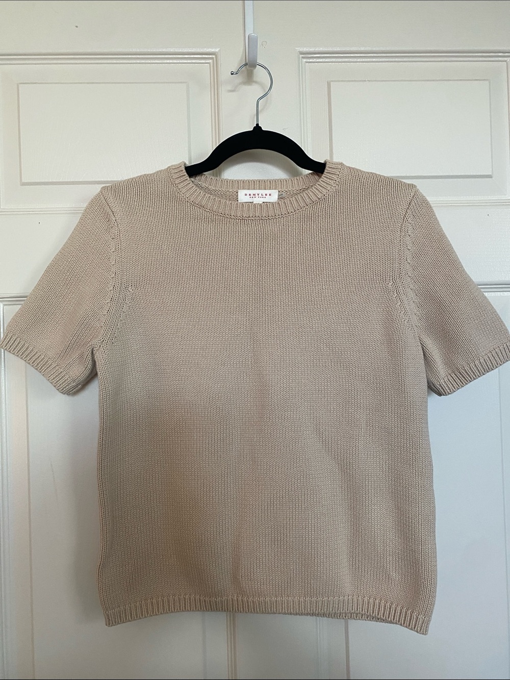 Demylee Short Sleeve Crewneck Sweater in beige